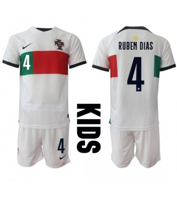 Portugal Ruben Dias #4 Udebanesæt Børn VM 2022 Kort ærmer (+ korte bukser)